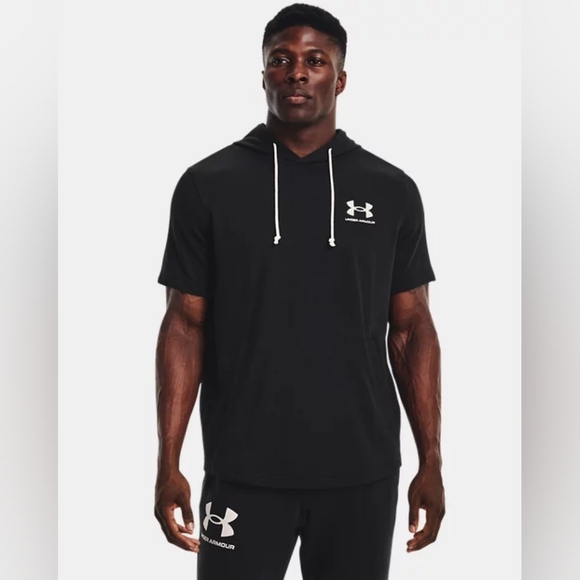 Under Armour Black Rival Terry Short Sleeve Hoodie - Picture 1 of 10